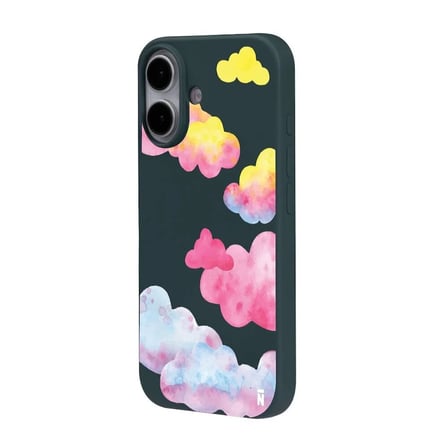 iPhone 16 Plus Haki Lansman Renkli Silikon Colorful Bulut Tasarımlı Kılıf