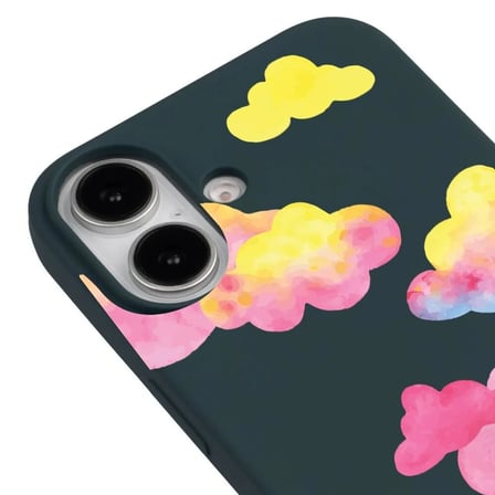 iPhone 16 Plus Haki Lansman Renkli Silikon Colorful Bulut Tasarımlı Kılıf