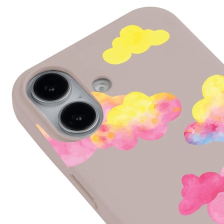 iPhone 16 Pudra Lansman Renkli Silikon Colorful Bulut Tasarımlı Kılıf
