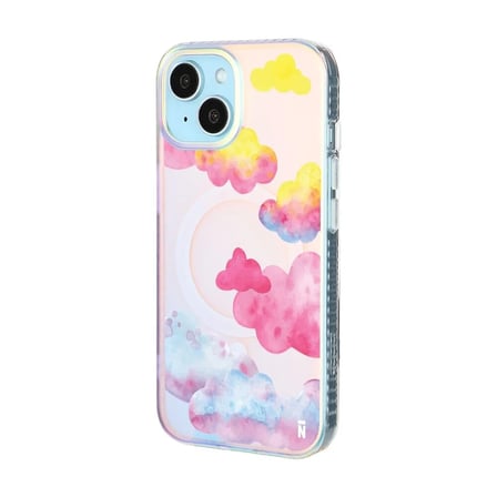 iPhone 14 Hologram Magsafe Colorful Bulut Tasarımlı Premium Telefon Kılıf