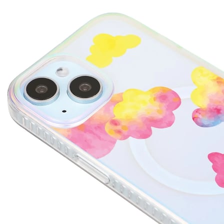 iPhone 14 Hologram Magsafe Colorful Bulut Tasarımlı Premium Telefon Kılıf