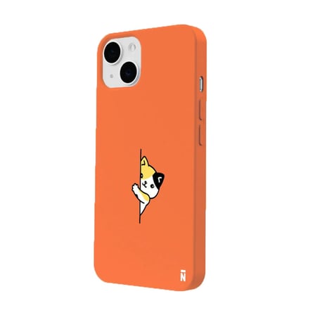 iPhone 14 Turuncu Lansman Renkli Silikon Cat Lover Kedi Tasarımlı Kamera Korumalı Telefon Kılıf