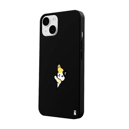 iPhone 14 Plus Siyah Lansman Renkli Silikon Cat Lover Kedi Tasarımlı Kamera Korumalı Telefon Kılıf