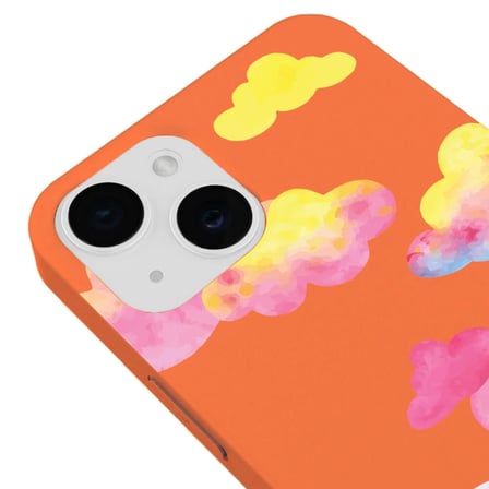 iPhone 12 Turuncu Lansman Renkli Silikon Colorful Bulut Tasarımlı Kamera Korumalı Telefon Kılıf
