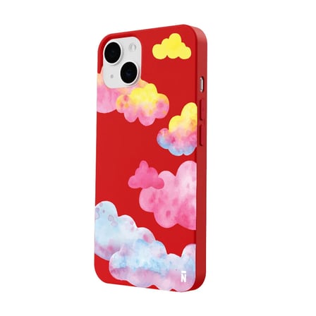 iPhone 11 Kırmızı Lansman Renkli Silikon Colorful Bulut Tasarımlı Kamera Korumalı Telefon Kılıf