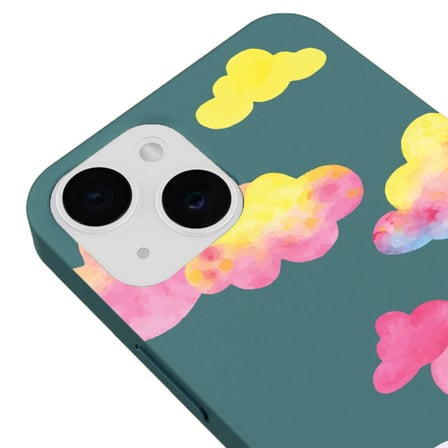 iPhone 14 Plus Haki Lansman Renkli Silikon Colorful Bulut Tasarımlı Kamera Korumalı Telefon Kılıf