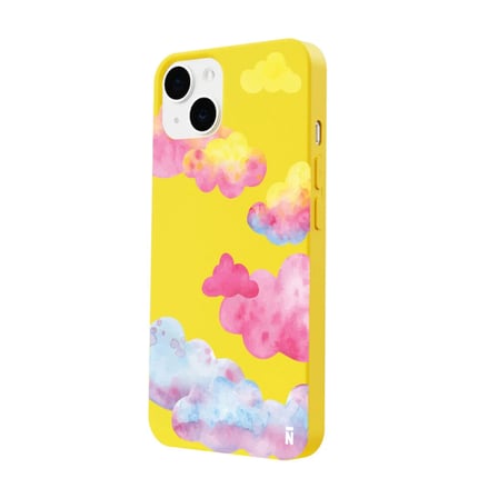 iPhone 14 Plus Sarı Lansman Renkli Silikon Colorful Bulut Tasarımlı Kamera Korumalı Telefon Kılıf