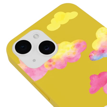iPhone 14 Plus Sarı Lansman Renkli Silikon Colorful Bulut Tasarımlı Kamera Korumalı Telefon Kılıf