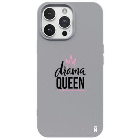 iPhone 15 Pro Max Gri Lansman Renkli Silikon Drama Queen Tasarımlı Premium Kılıf