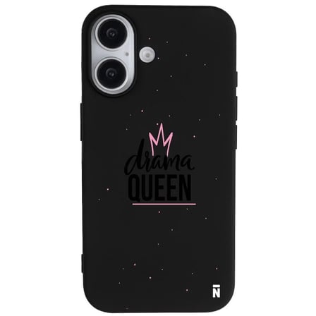 iPhone 16 Plus Siyah Lansman Renkli Silikon Drama Queen Tasarımlı Premium Kılıf