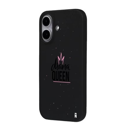 iPhone 16 Plus Siyah Lansman Renkli Silikon Drama Queen Tasarımlı Premium Kılıf