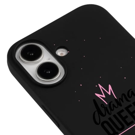 iPhone 16 Plus Siyah Lansman Renkli Silikon Drama Queen Tasarımlı Premium Kılıf