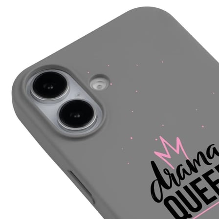 iPhone 16 Plus Gri Lansman Renkli Silikon Drama Queen Tasarımlı Premium Kılıf