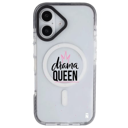 iPhone 16 Plus Yanları Siyah Magsafe Arty Şeffaf Drama Queen Tasarımlı Premium Kılıf