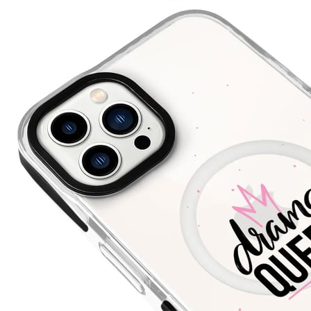 iPhone 16 Pro Max Yanları Siyah Magsafe Arty Şeffaf Drama Queen Tasarımlı Premium Kılıf