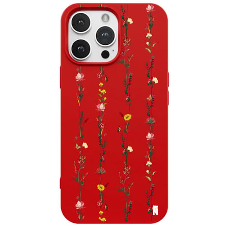 iPhone 14 Pro Max Kırmızı Lansman Renkli Silikon Floral Stripes Tasarımlı Premium Kılıf