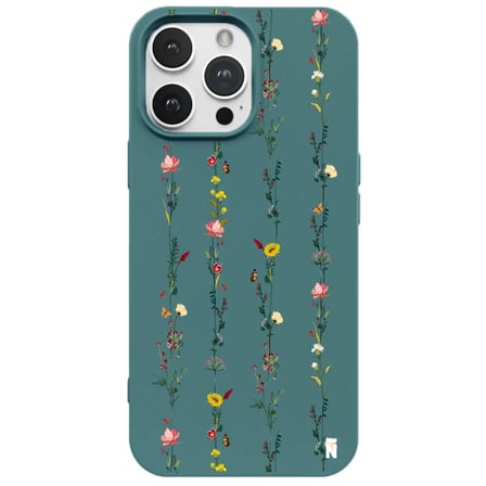 iPhone 13 Pro Max Haki Lansman Renkli Silikon Floral Stripes Tasarımlı Premium Kılıf