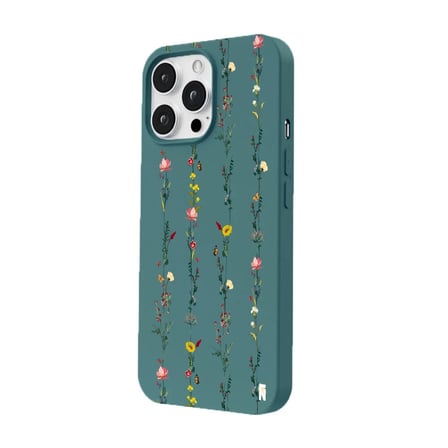 iPhone 13 Pro Max Haki Lansman Renkli Silikon Floral Stripes Tasarımlı Premium Kılıf