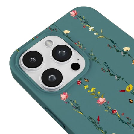 iPhone 13 Pro Max Haki Lansman Renkli Silikon Floral Stripes Tasarımlı Premium Kılıf