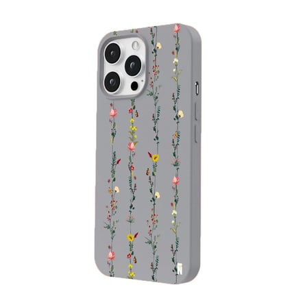 iPhone 12 Pro Max Gri Lansman Renkli Silikon Floral Stripes Tasarımlı Premium Kılıf