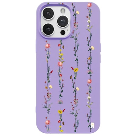 iPhone 16 Pro Lila Lansman Renkli Silikon Floral Stripes Tasarımlı Premium Kılıf