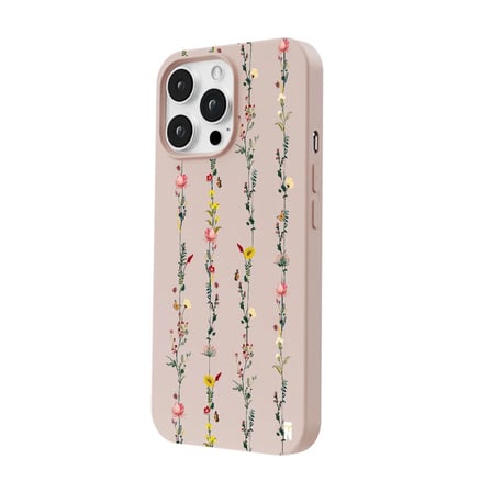 iPhone 16 Pro Pudra Lansman Renkli Silikon Floral Stripes Tasarımlı Premium Kılıf