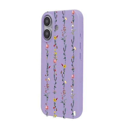 iPhone 17 Lila Lansman Renkli Silikon Floral Stripes Tasarımlı Premium Kılıf