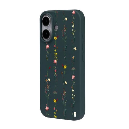iPhone 16 Plus Haki Lansman Renkli Silikon Floral Stripes Tasarımlı Premium Kılıf