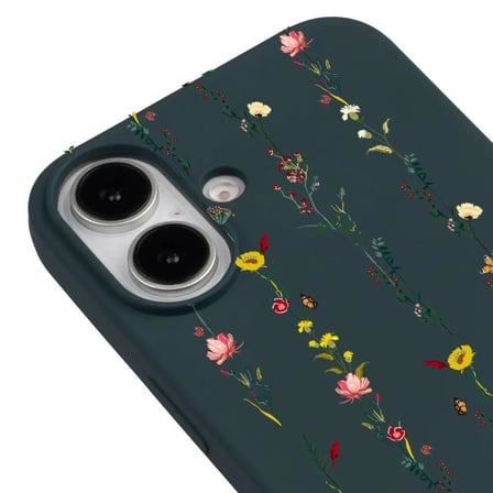 iPhone 16 Plus Haki Lansman Renkli Silikon Floral Stripes Tasarımlı Premium Kılıf