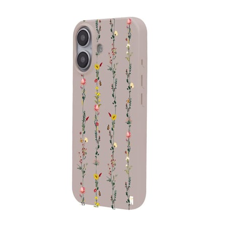 iPhone 16 Pudra Lansman Renkli Silikon Floral Stripes Tasarımlı Premium Kılıf
