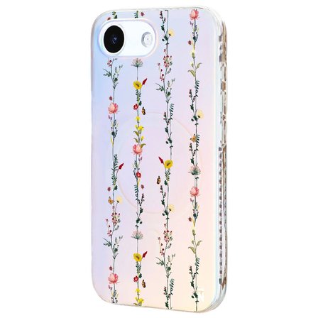 iPhone 16E Hologram Magsafe Floral Stripes Tasarımlı Premium Telefon Kılıf