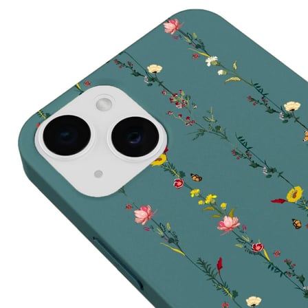 iPhone 12 Haki Lansman Renkli Silikon Floral Stripes Tasarımlı Kamera Korumalı Telefon Kılıf