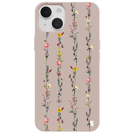 iPhone 12 Pudra Lansman Renkli Silikon Floral Stripes Tasarımlı Kamera Korumalı Telefon Kılıf