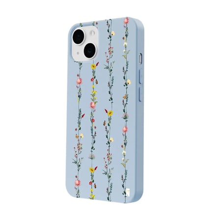 iPhone 11 Mavi Lansman Renkli Silikon Floral Stripes Tasarımlı Kamera Korumalı Telefon Kılıf