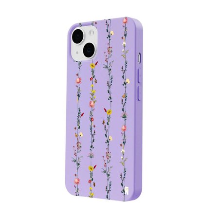 iPhone 11 Lila Lansman Renkli Silikon Floral Stripes Tasarımlı Kamera Korumalı Telefon Kılıf