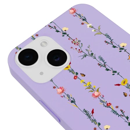iPhone 11 Lila Lansman Renkli Silikon Floral Stripes Tasarımlı Kamera Korumalı Telefon Kılıf