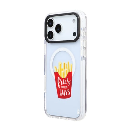 iPhone 17 Pro Max Yanları Beyaz Magsafe Arty Şeffaf New Year Kedi Tasarımlı Premium Kılıf