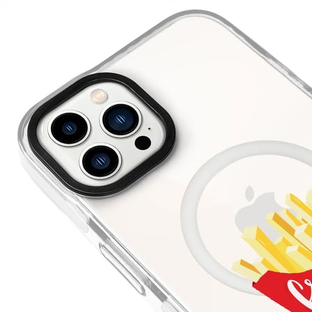 iPhone 16 Pro Max Yanları Beyaz Magsafe Arty Şeffaf New Year Kedi Tasarımlı Premium Kılıf