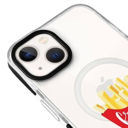 iPhone 15 Yanları Siyah Magsafe Arty Şeffaf New Year Kedi Tasarımlı Premium Kılıf