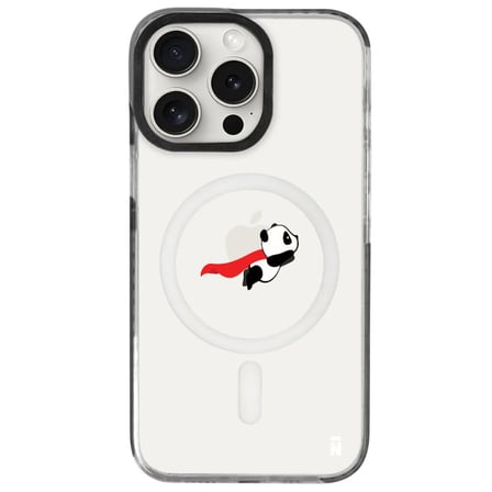 iPhone 16 Pro Yanları Siyah Magsafe Arty Şeffaf Fliying Panda Tasarımlı Premium Kılıf