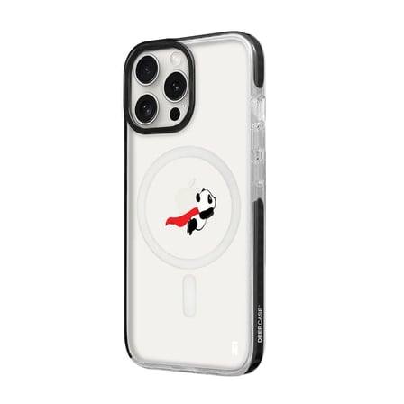 iPhone 13 Pro Yanları Siyah Magsafe Arty Şeffaf Fliying Panda Tasarımlı Premium Kılıf