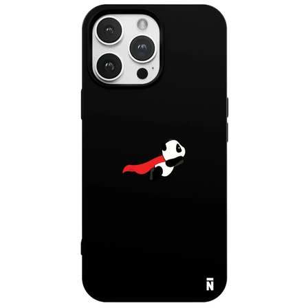 iPhone 16 Pro Max Siyah Lansman Renkli Silikon Fliying Panda Tasarımlı Premium Kılıf