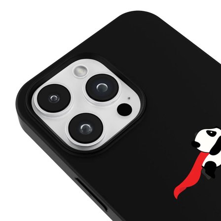 iPhone 16 Pro Max Siyah Lansman Renkli Silikon Fliying Panda Tasarımlı Premium Kılıf