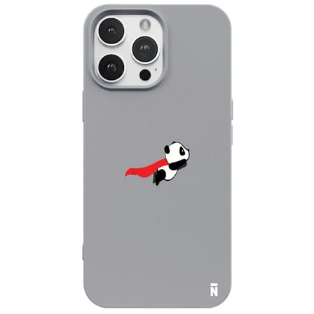 iPhone 16 Pro Max Gri Lansman Renkli Silikon Fliying Panda Tasarımlı Premium Kılıf