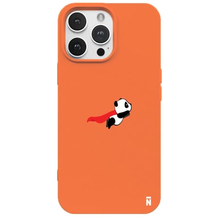 iPhone 16 Pro Max Turuncu Lansman Renkli Silikon Fliying Panda Tasarımlı Premium Kılıf