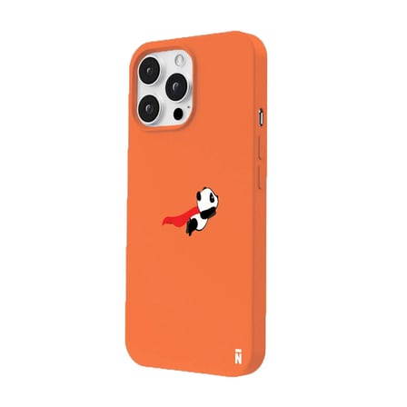 iPhone 16 Pro Max Turuncu Lansman Renkli Silikon Fliying Panda Tasarımlı Premium Kılıf