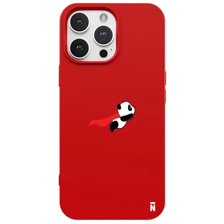 iPhone 16 Pro Kırmızı Lansman Renkli Silikon Fliying Panda Tasarımlı Premium Kılıf