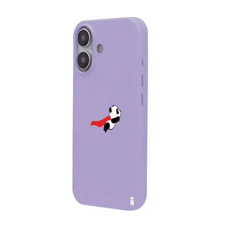 iPhone 17 Lila Lansman Renkli Silikon Fliying Panda Tasarımlı Premium Kılıf