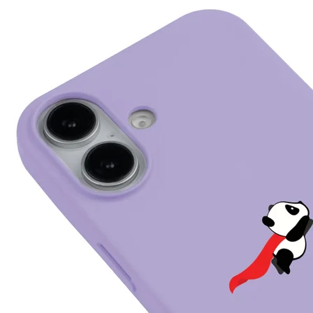 iPhone 17 Lila Lansman Renkli Silikon Fliying Panda Tasarımlı Premium Kılıf