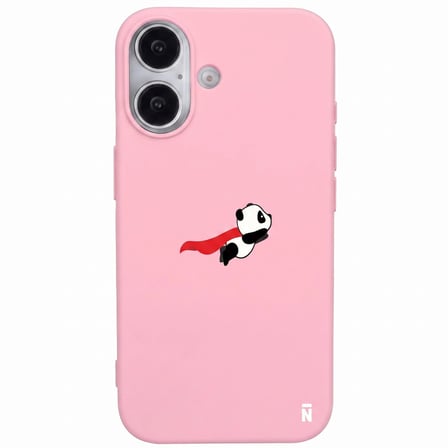 iPhone 17 Pembe Lansman Renkli Silikon Fliying Panda Tasarımlı Premium Kılıf
